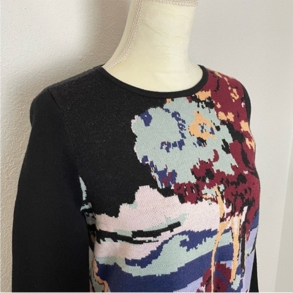 NWOT Anthropologie Maeve Scenic Black Mini Long Sleeve Sweater Knit Dress XS - Picture 8 of 13